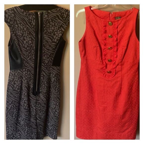 Bundle 2 Dresses Taylor Maggy London Leopard Leather sz 2 - Picture 1 of 16